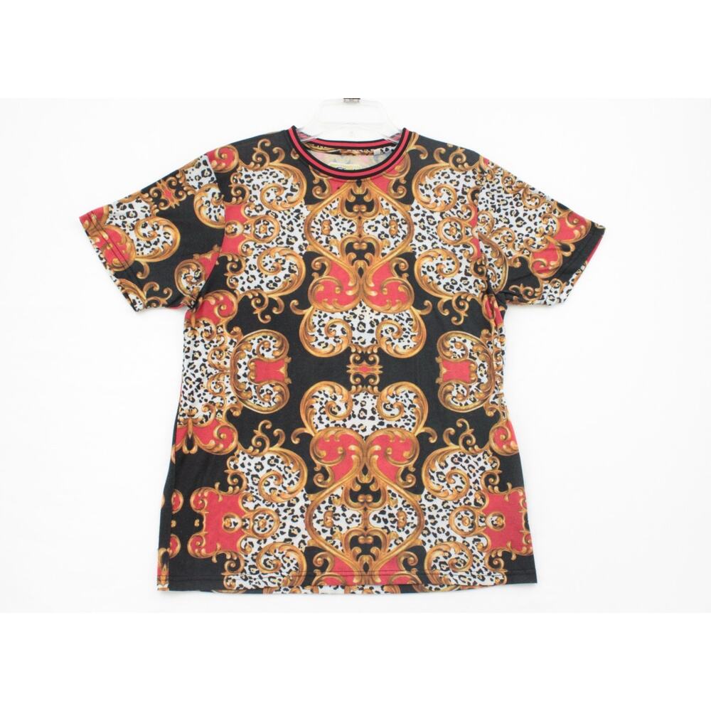 Vintage Y2K Fresh Prince of Bel Air Women M Top Baroque Scrollwork Royal Print